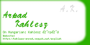 arpad kahlesz business card